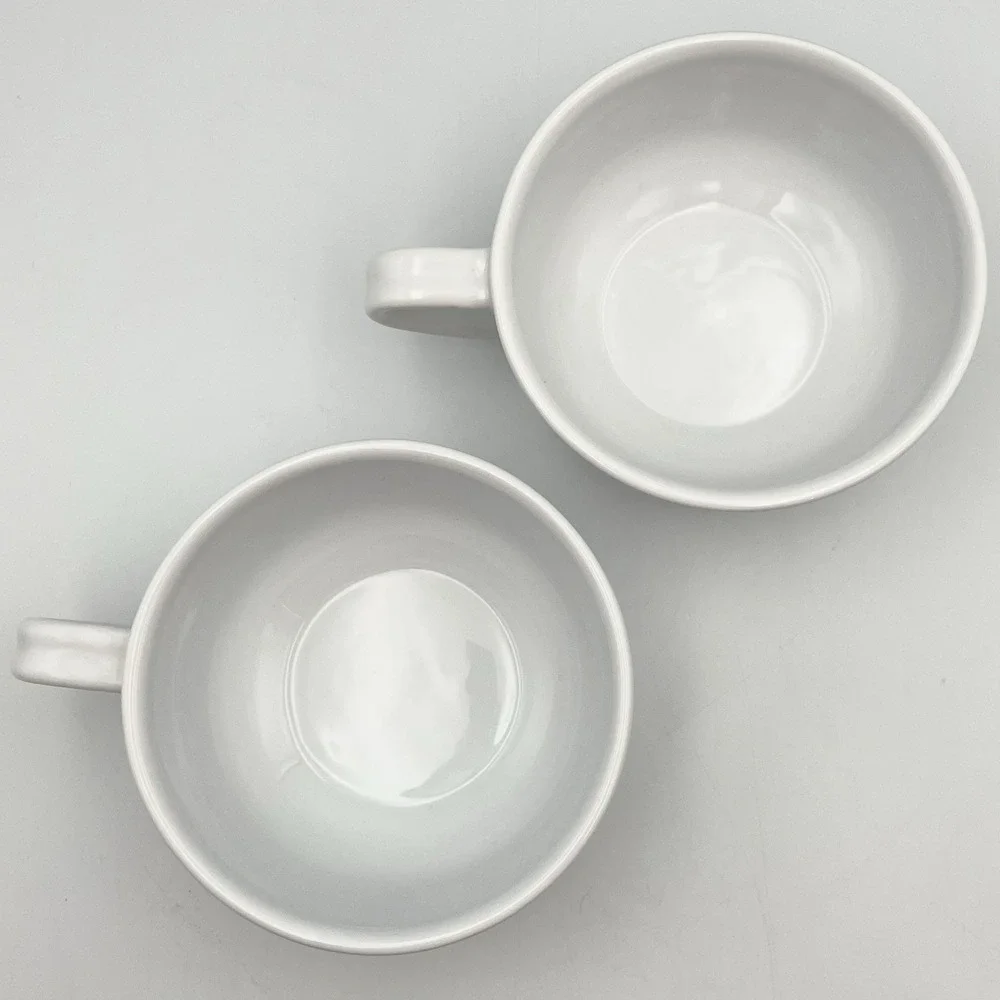 Pottery Barn Latte Bowl Mug Set of 2‎ White 16 oz Coffee Soup Cups O22849